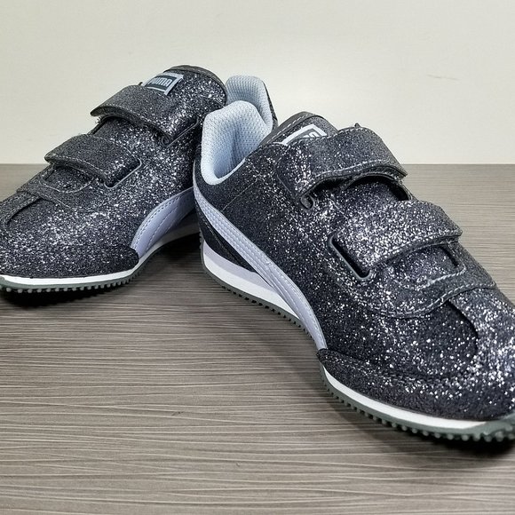 PUMA Whirlwind Glitz Sneaker, Grey, Childrens Size 3 / 34.5 (ages 5-8) - Picture 4 of 11